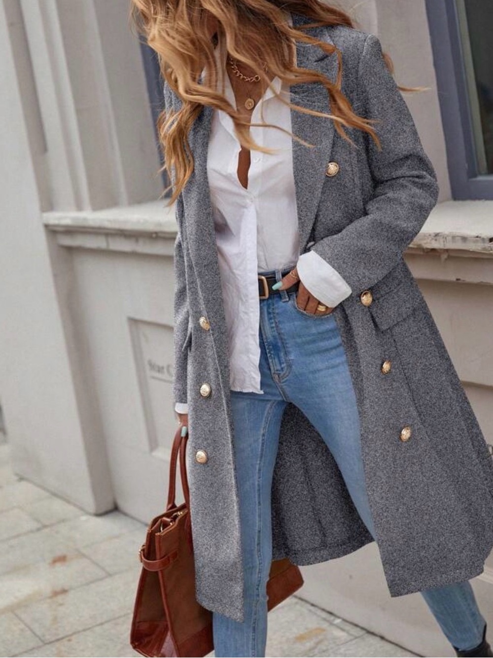 Classic Button up Long Jacket Coat - Picture 16 of 16